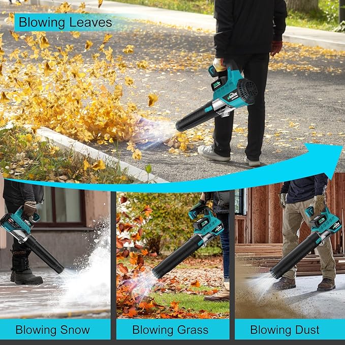 Leaf Blower Cordless with Battery and Charger: 2 Batteries 20V 4.0Ah Brushless Motor, Handheld Electric Leaf Blowers, Battery Powered Blowers for Lawn Care, Yard Leaves Cleaning,