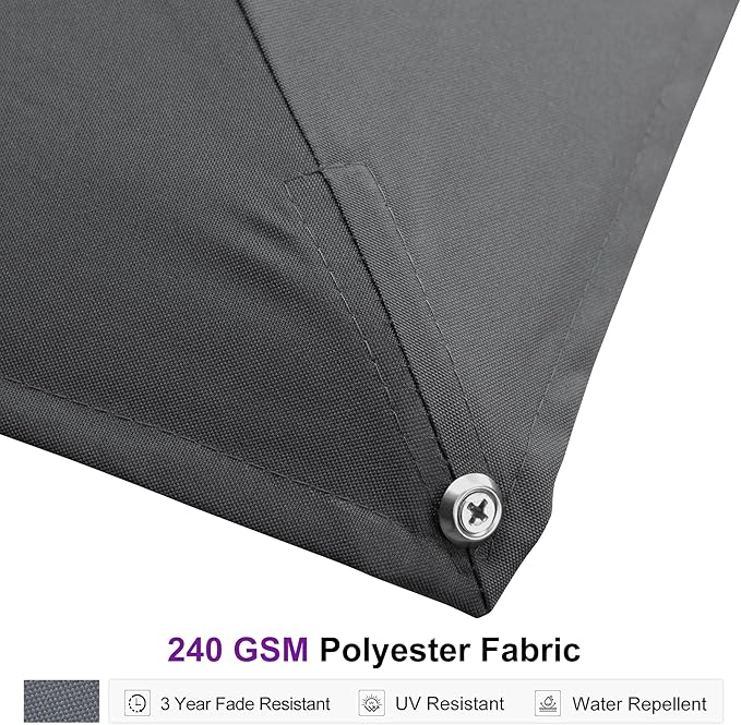 PURPLE LEAF 11' X 15' Rectangle Patio Umbrella Large Outdoor Aluminum Offset Umbrella with 360° Rotation Cantilever Umbrella with Base Included for Garden Deck Backyard Pool Grey