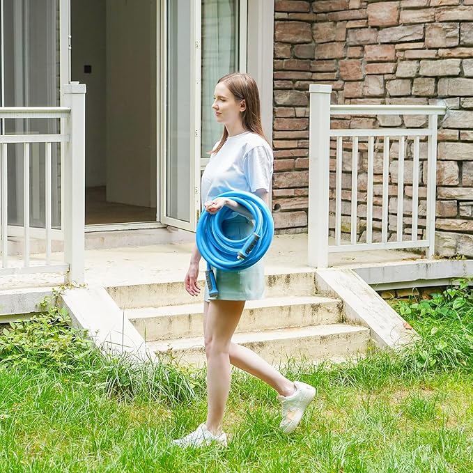 Fevone Garden Hose 35 ft., Lightweight Hybrid Water Hose, Flexible and Durable, Leak-Free Connections