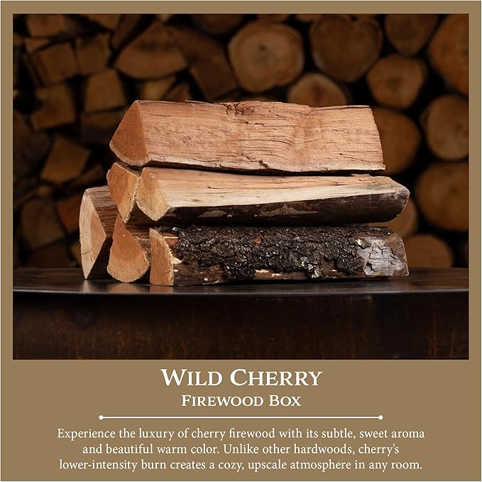 Cutting Edge Firewood Wild Cherry Firewood Box | Premium Cherry Firewood | Sweet Aroma & Warm Ambiance | Sustainably Sourced from Florida | Luxury Fireside Experience