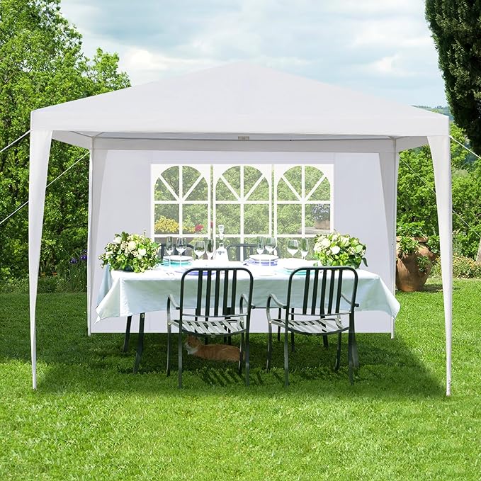 Outvita Outdoor Party Tent, Patio Canopy Tent Gazebo with Removable Sidewalls Instant Event Tent for Cater Events Wedding Birthday Pavilion Beach BBQ (10'x10')