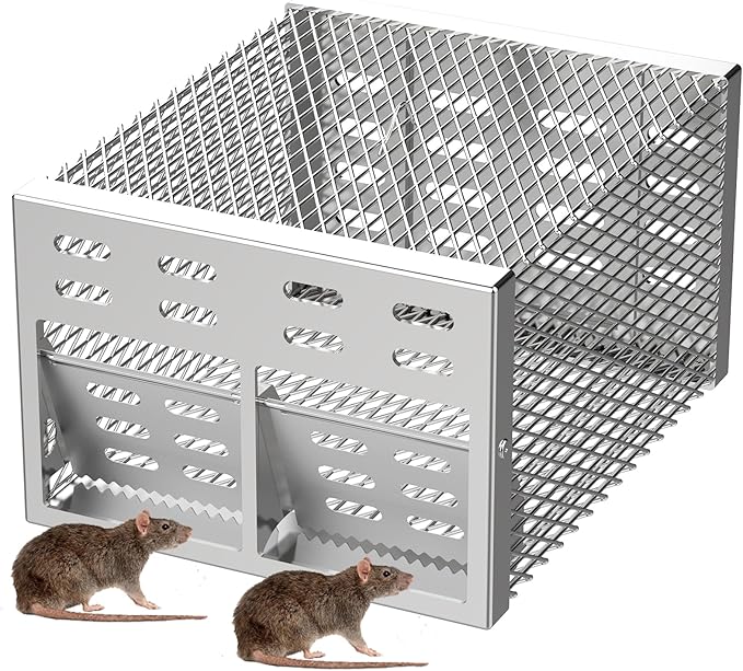 Rat Trap, Humane Mouse Trap with Double-Opening One-Way Door Design, Automatic Continuous Cycle Mouse Trap, Suitable for Indoor and Outdoor Use, for Capturing or Releasing Rodents