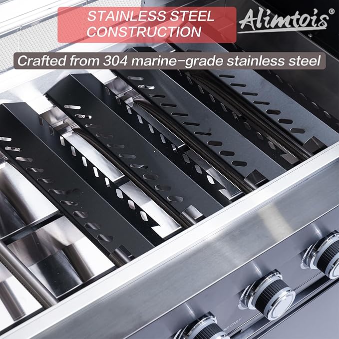 82 Inch 6 Burner 85000 BTU Deluxe Stainless Steel Gas BBQ Island Outdoor Kitchen with Wine Cooler, Rotisserie Kit, Granite Countertops & Stainless Steel Sink - Modular Outdoor Kitchen