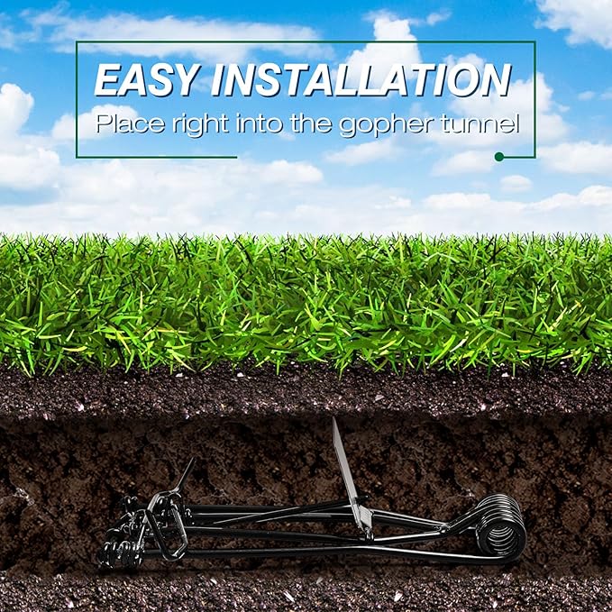 Qualirey 4 Pcs Outdoor Gopher Trap Easy Set Mole Trap Weather Resistant Gopher Killer Vole Killer for Lawn Garden Farm (Black)