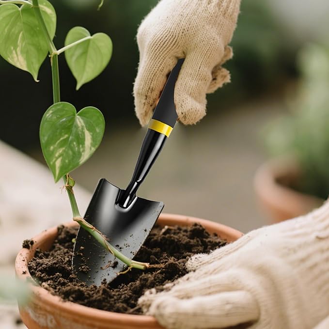 Garden Trowel - Metal Hand Shovel with Rubber Handle. This Garden Hand Trowel is Easy to use and Suitable for Soil Planting, Digging, transplanting and Outdoor Exploration Activities.