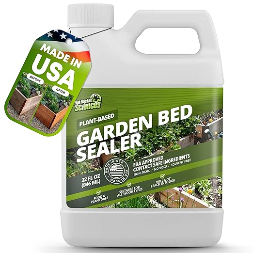 32oz Garden Box Sealer - Covers 37.5 to 187.5 sq ft., Ideal Garden Bed Sealer - Wood Waterproofing, Food Safe Sealant - Wood Sealant That Protects Against Sun, Water & Weather Damages