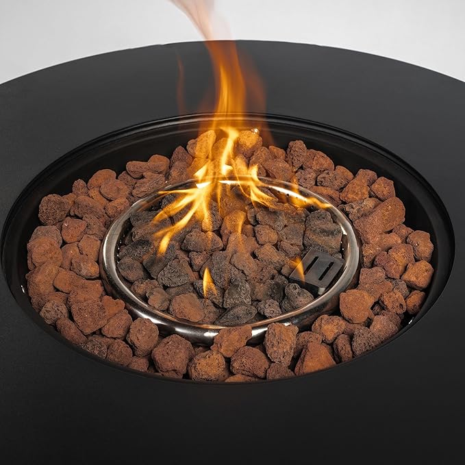Propane Fire Pit Table, 30 Inch Steel Firepits for Outside, Round Gas Fire Pit for Outside Patio, Propane Fire Table for Patio, Backyard, Pool, 50,000 BTU, Tank Inside, Black