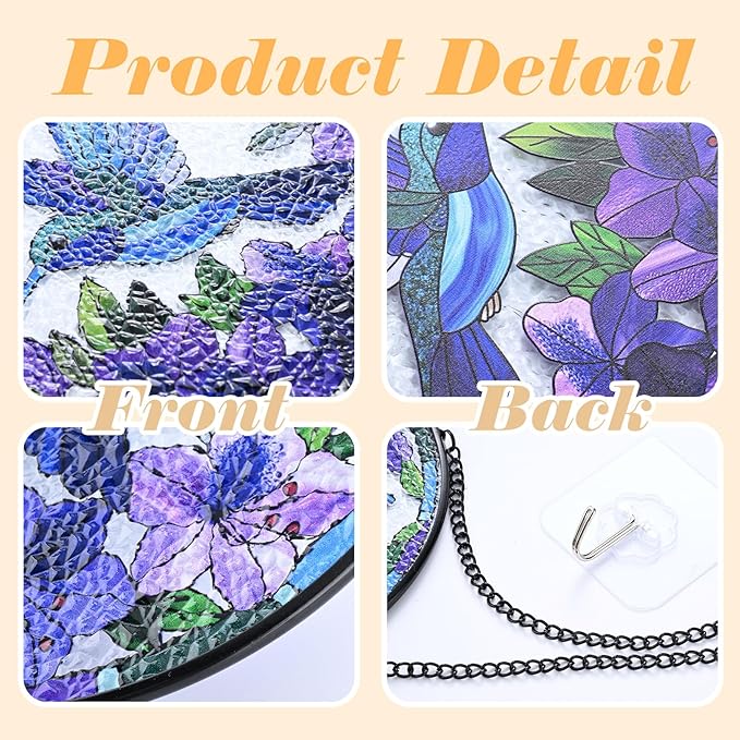Stained Glass Window Hanging, Sunflowers Mountain Sun Stained Glass Suncatchers Indoor Windows Glass Panel Garden Hanging Decor Birthday for Women 6.3 in