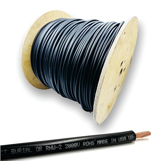 NATIONAL Wire&Cable 10 Gauge Solar Panel Professional Wire - Made in USA - 250 Ft Copper PV Wire UV Resistant Cable for Boat Marine Automotive RV Solar Panel Outdoor - Black