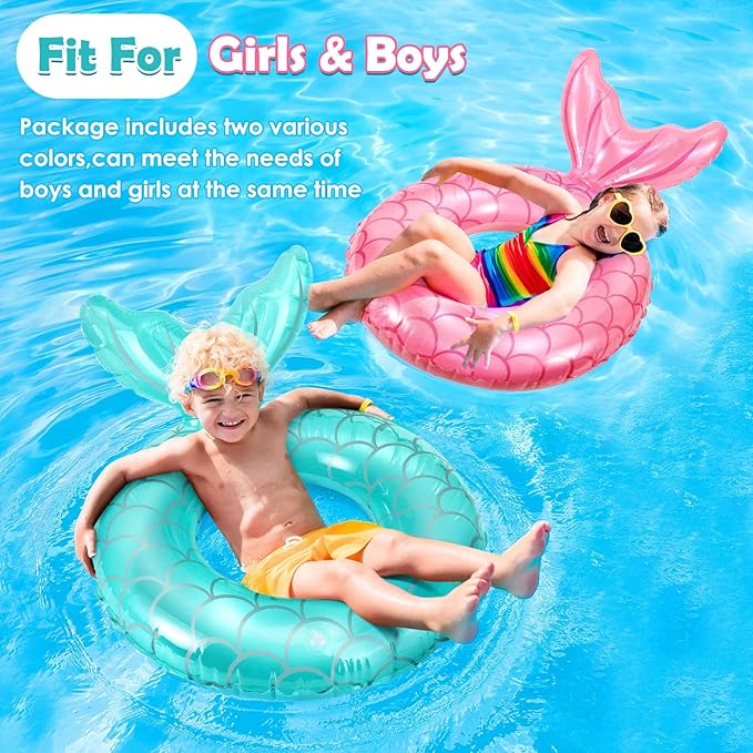 HeySplash Pool Floats Kids, Inflatable Swimming Ring Swim Tube Floaties, Summer Water Fun Beach Party Swimming Pool Toys for Kids Children Water Activities