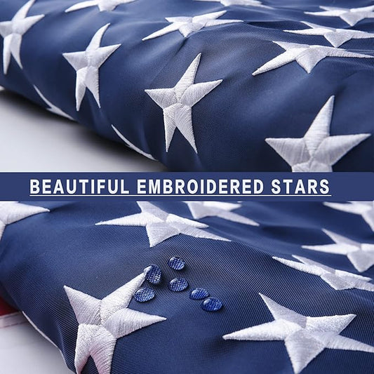 VICDRIA American Flags for Outside 5x8, USA US Flag Heavy Duty Outdoor, Made of 210D Oxford Fabric, Embroidered Stars, Brass Grommets
