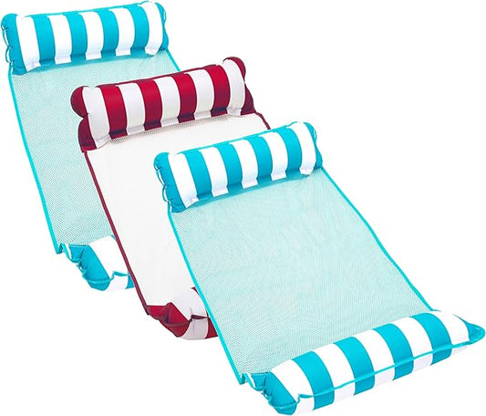 Aqua 4-in-1 Monterey Hammock Pool Float & Water Hammocks, 1-2-3-4 Multipacks – Multiple Colors/Styles – for Adults and Kids Floating