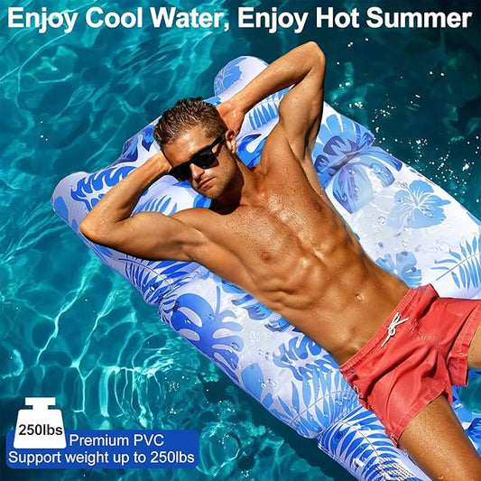HeySplash Pool Lounger Float for Adult, Inflatable Pool Floats Bed Cooling Contour Lounger Rafts, Water Rafts for Lake, Outdoor Beach Pool Party