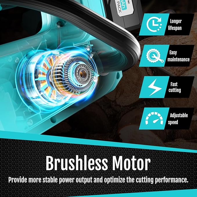 12-Inch 18V-20V Electric Chainsaw Cordless with 4.0Ah Battery Chainsaw, Brushless Motor, Dual Modes, LED Display, for Professional Wood Cutting and Tree Pruning