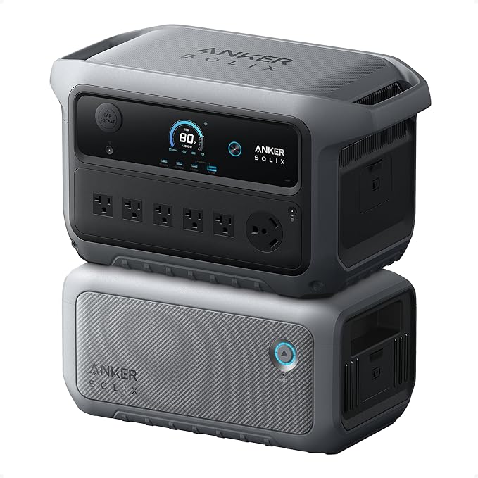 Anker SOLIX C2000 Gen 2 Portable Power Station with Expansion Battery, 2,400W (Peak 4,000W) Solar Generator, Full Charge in 58 Min, 4096wh LiFePO4 Battery for Home Backup, Power Outages, and Camping