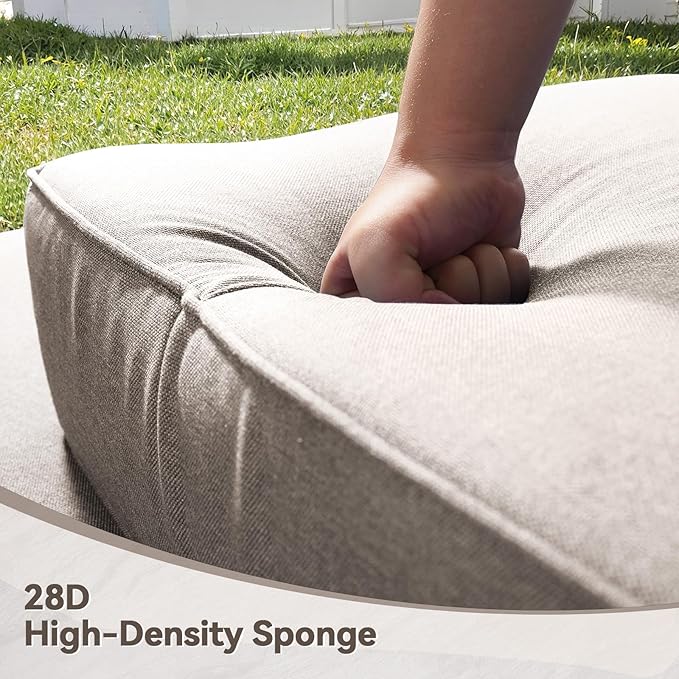 6" Thick Outdoor Cushions 24x24x6, 3-Set Deep Seat Patio Cushions with Removable Cover, Waterproof & Fade Resistant Replacement for Wicker Chair, Loveseat, Sofa - Beige