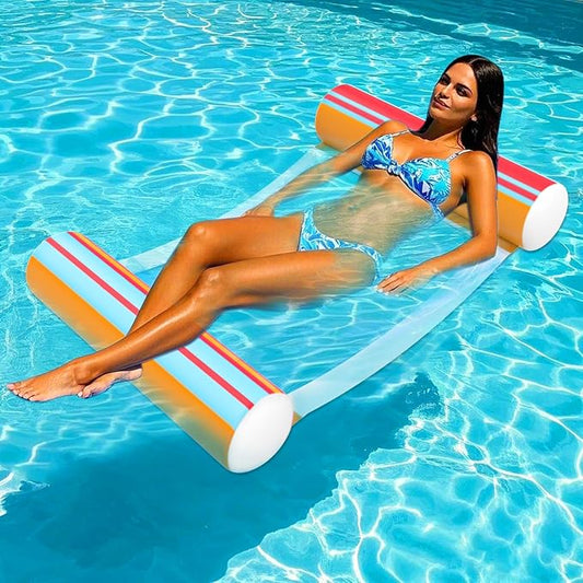 3 Pack Inflatable Pool Floats Adult Size Water Hammock,4-in-1 Water Floating Pad Floating Row Swimming Circle Inflatable Pool Lounge Chair, for Summer Parties and Beach Vacations