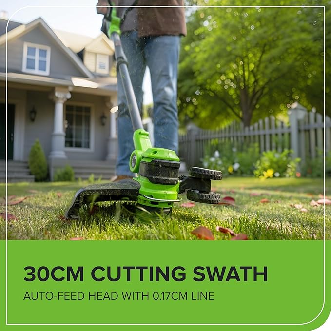 Greenworks 24V 12" Cordless String Trimmer/Edger with 20 Replacement Blades, Battery and Charger Not Included