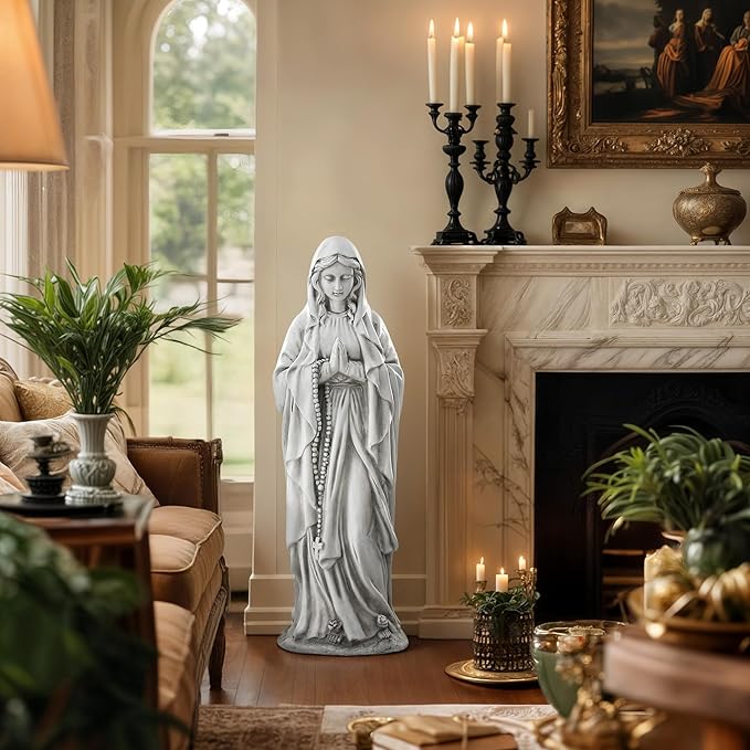 Ultym Virgin Mary Praying Statue, Large 30" Outdoor Religious Garden Statue, Blessed Mother Mary Statues Catholic, Durable Weather MGO Stone Sculptures Decorations for Home,Yard,Patio,Forch