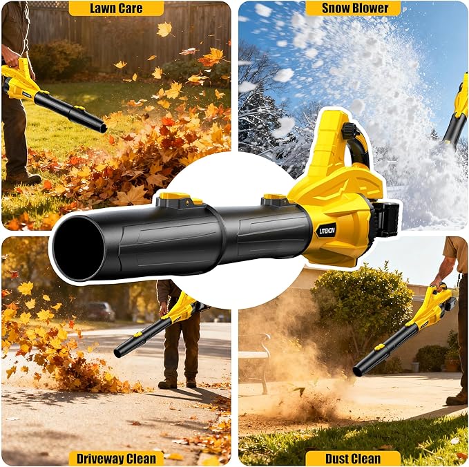 LITEKON Leaf Blower Cordless, 700CFM & 13 Speed Modes, Brushless Electric Cordless Leaf Blowers with 2 x 5.0Ah Batteries and Charger, 21V Powerful Blowers for Lawn Care, Blowing Leaves, Dust, Snow