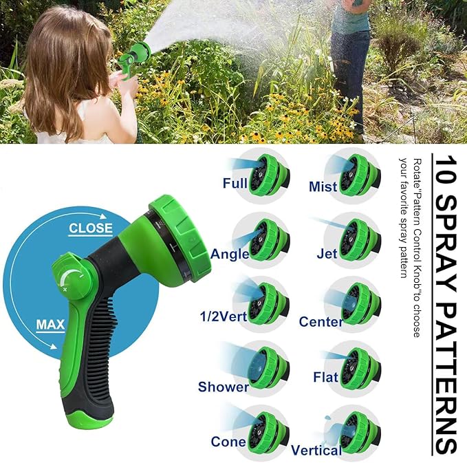 75Ft Metal Garden Hose durable stainless steel Water Hose, flexible, lightweight hose is resistant to kinks and tangles.With 10-way nozzle, strong 3/4” metal fittings, and a Stop Valve.