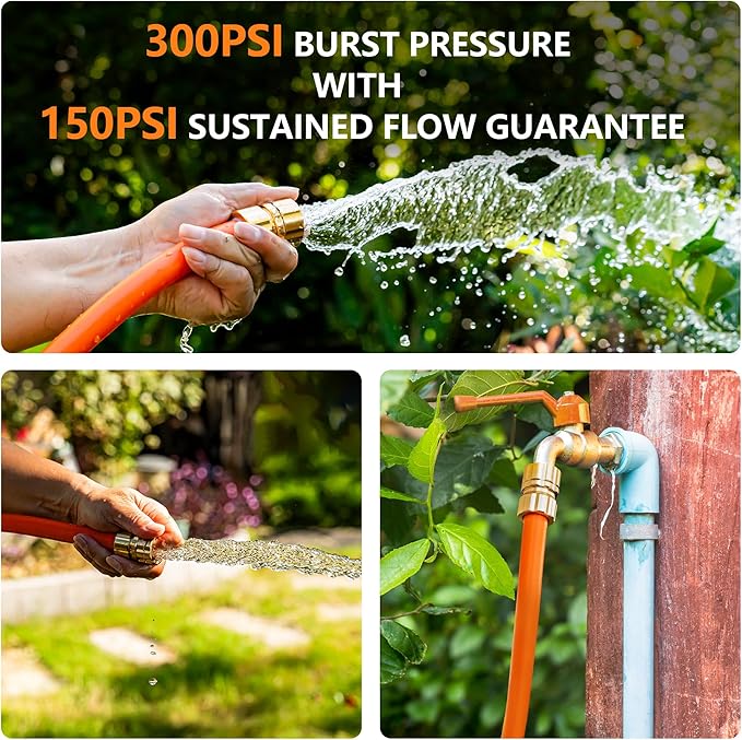 5/8" x 3ft Hybrid Garden Hose, Custom Length, -40°F to 150°, All-weather, NO Kink, Flexible, Leakproof water Hose With Additional Customizable Solid GHT Fittings