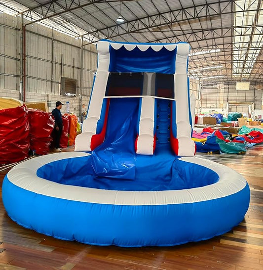 24FT(L) Commercial Grade Water Slide for Kids Adults, (Heavy Duty Full PVC) (Big Airtight Water Pool), (950w UL Blower), Inflatable Waterslide for Backyard, Ocean Outdoor Slide Park, 24x13x12ft