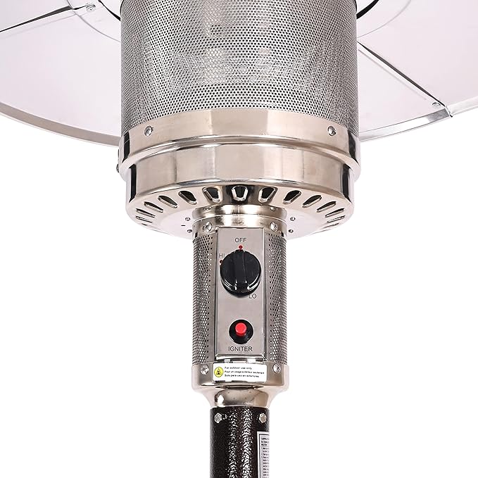 Elevon 48,000 BTU Outdoor Propane Patio Heater with Wheels, Commercial & Residential, Bronze