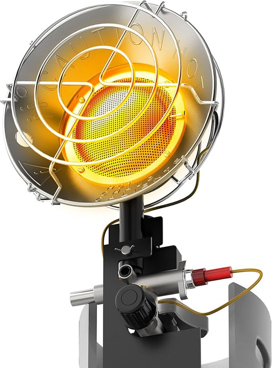 Outdoor Propane Heater, 15,000 BTU Portable Heater with 3 Heating Modes, Camping with Shut-off Valve and Tip-over Switch, 30° Rotating Single Tank Top for Garage, Patio