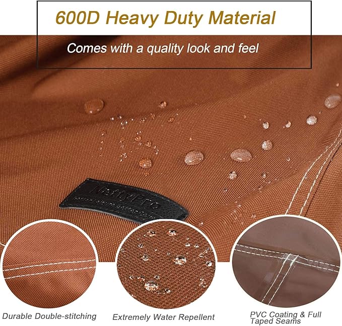 NettyPro Fire Pit Cover Square Waterproof Outdoor Firepit Cover for Gas Propane Fire Pit Table, 28 x 28 x 24 inch, Brown