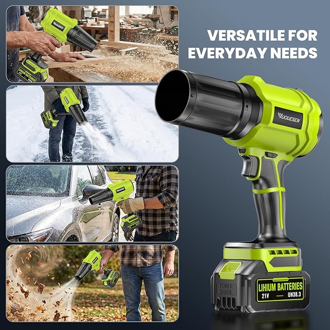 Cordless Leaf Blower, 980,000 RPM Handheld Leaf Blower with 2 X 4.0Ah Batteries & Charger, Lightweight Leaf Blowers for Patio Cleaning, Lawn Care, Leaves, Dust - Dark Green