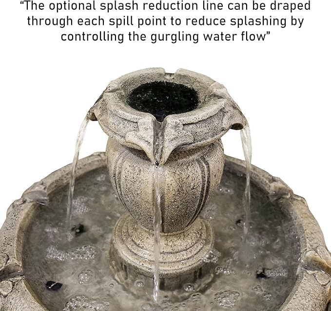 ourrco 48” H Outdoor Floor Water Fountain, 3-Tiers Concrete Water Fountain with Submersible Electric Pump - Garden Cascading Waterfall for Yard Patio Lawn Home Decor