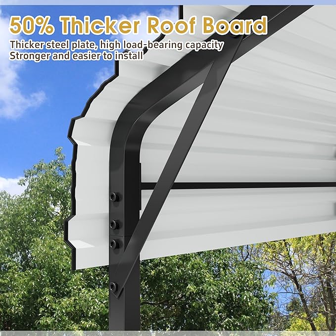 JAMFLY Carport, Heavy Duty Carport Canopy with Galvanized Steel Roof and Frame, Metal Car Garage Upgraded Extra Large Garage for Pickup, Boat, Car and Tractors