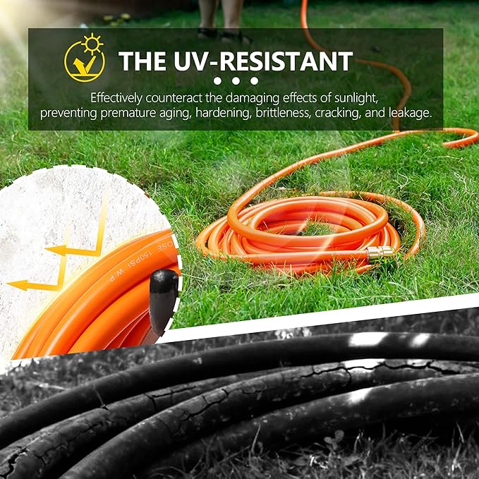 5/8" x 5ft Hybrid Garden Hose, Custom Length, -40°F to 150°, NO Kink, Flexible, Leakproof water Hose With Additional Customizable Solid GHT Fittings, Female to Female Leader Hose
