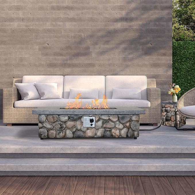 Afterglow Firepits All Terrafab External Gas Tank for Outdoor Use Rectangular 50000 Btu, for Outside Patio Backyard Garden, Gray