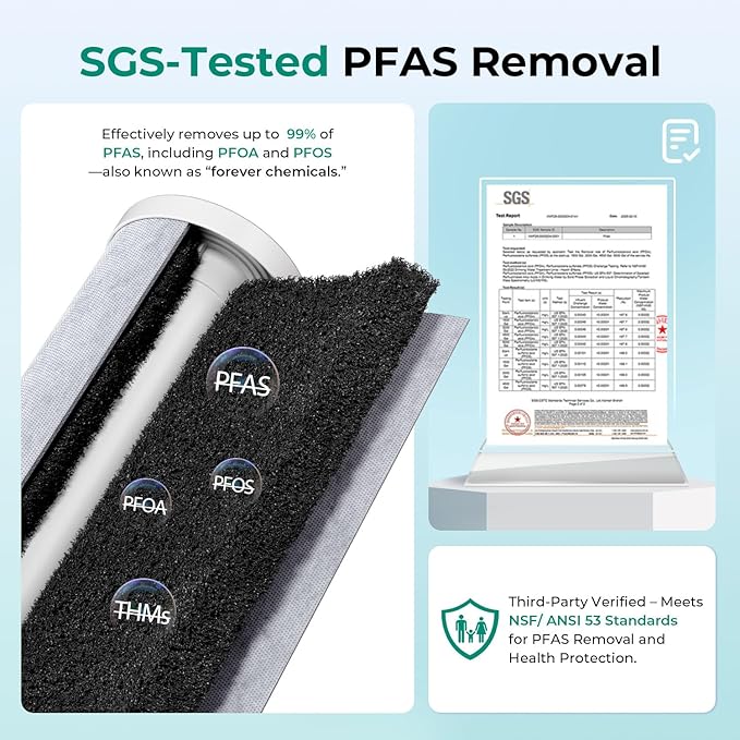 iSpring PFAS & Heavy Metals Whole House Water Filter System, SGS-Tested to Reduce 99% PFAS, 2-Stage Filtration Removes Lead, Heavy Metals, Chlorine, Sediment & Odor, 1” Inlet/Outlet Model: WGB21B-PFKS