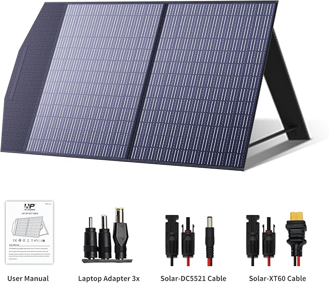 ALLPOWERS SP027 100W Foldable Solar Panel,23% Efficient IP67 Waterproof for Power Station, Camping, RV&Home Use, Compact Portable Design（SP027-100W