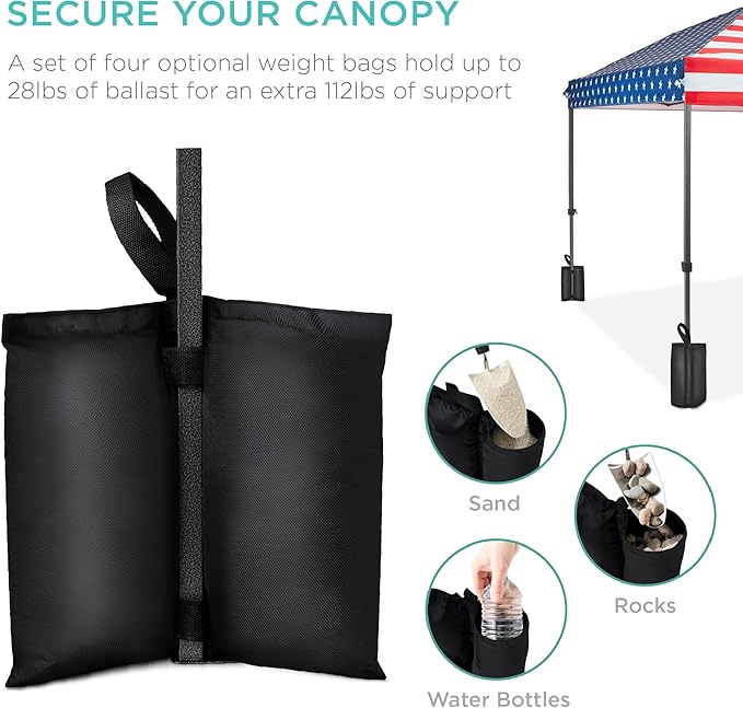 Best Choice Products 8x8ft 1-Person Setup Pop Up Canopy Tent Instant Portable Shelter w/ 1-Button Push, Case, 4 Weight Bags - American Flag
