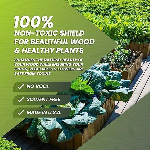 32oz Garden Box Sealer - Covers 37.5 to 187.5 sq ft., Ideal Garden Bed Sealer - Wood Waterproofing, Food Safe Sealant - Wood Sealant That Protects Against Sun, Water & Weather Damages