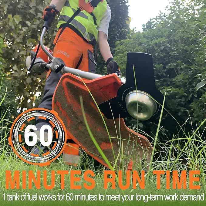 PROYAMA 40cc Gas Powered Brush Cutter, 4-Cycle Heavy Duty Weed Eater, 3 in 1 Dual Line Gas String Trimmer and Grass Trimmer, Weed Wacker
