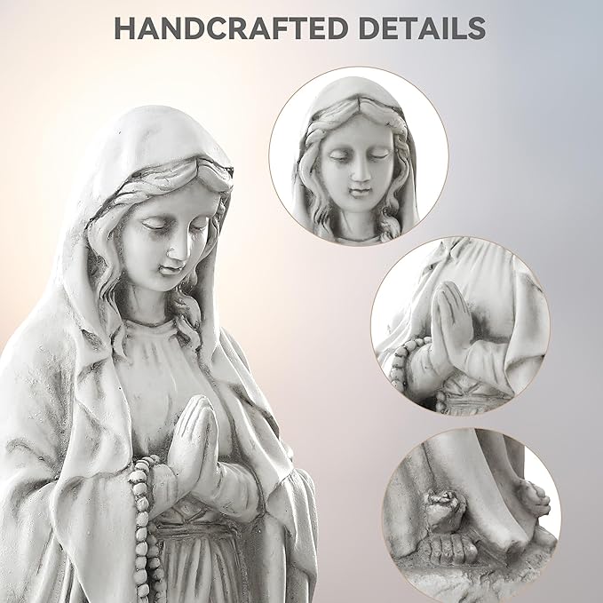 Ultym Virgin Mary Praying Statue, Large 30" Outdoor Religious Garden Statue, Blessed Mother Mary Statues Catholic, Durable Weather MGO Stone Sculptures Decorations for Home,Yard,Patio,Forch