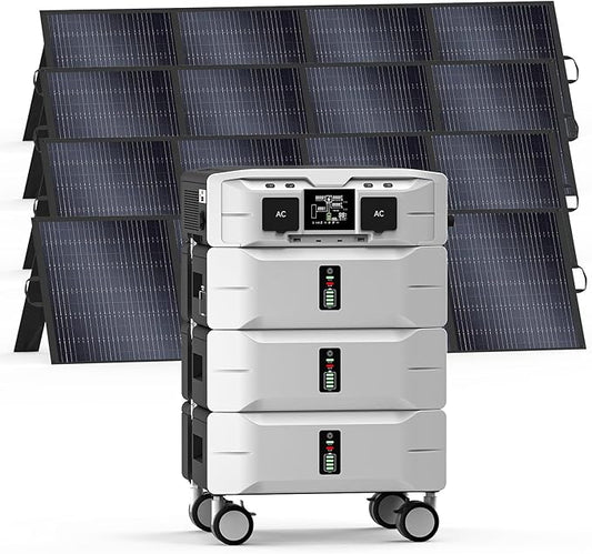IEE 7680Wh Solar Generator SP5000 with 4x200W Solar Panel, 120/240V Power Station 5000W(Peak 9000W) AC Output, Expandable Capacity, Portable LFP Battery Generator for Home Use, Power Outages, RVs