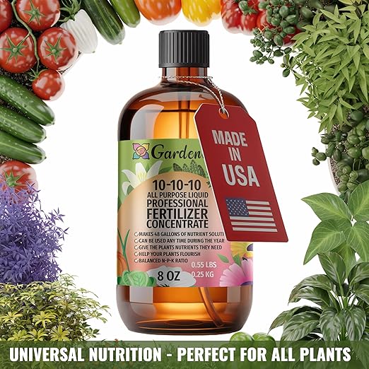 𝐁𝐄𝐒𝐓𝐒𝐄𝐋𝐋𝐄𝐑 Professional 10-10-10 All Purpose Liquid Fertilizer Concentrate - Plant Food Concentrate for Lawns, Trees, Plants, Vegetables, Fruits & Flowers - Makes 48 Gallons - (8 OZ)