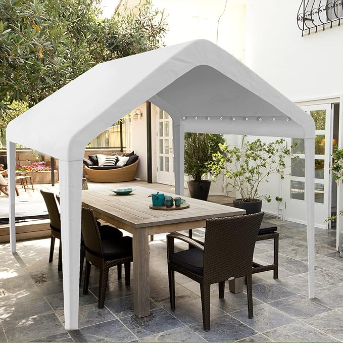 Carport Replacement Canopy 10'x20' for Tent Top Garage Shelter With Ball Bungees, 800D Oxford Waterproof & UV Protection Cover, Not Included Frame (Off-White)