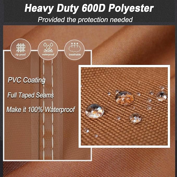 NettyPro Fire Pit Cover Square Waterproof Outdoor Firepit Cover for Gas Propane Fire Pit Table, 40 x 40 x 24 inch, Brown