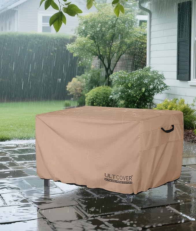 ULTCOVER Rectangular Gas Fire Pit Table Cover 44x28 inch Waterproof Heavy Duty Firepit Cover