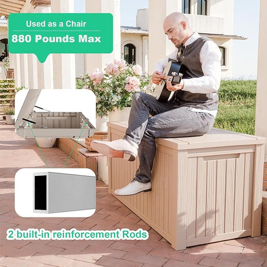 181 Gallon Deck Box Large Outdoor Storage for Patio Furniture,Outdoor Cushions,Garden Tools and Pool Supplies,Waterproof,Resin,Lockable(Grey)