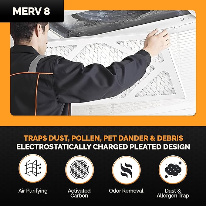 Tiger Tough 24x24x2 Air Filter MERV 8 MPR 600-800, High-Performance Pleated HVAC AC Furnace Filter Replacement for Home, 4-Pack