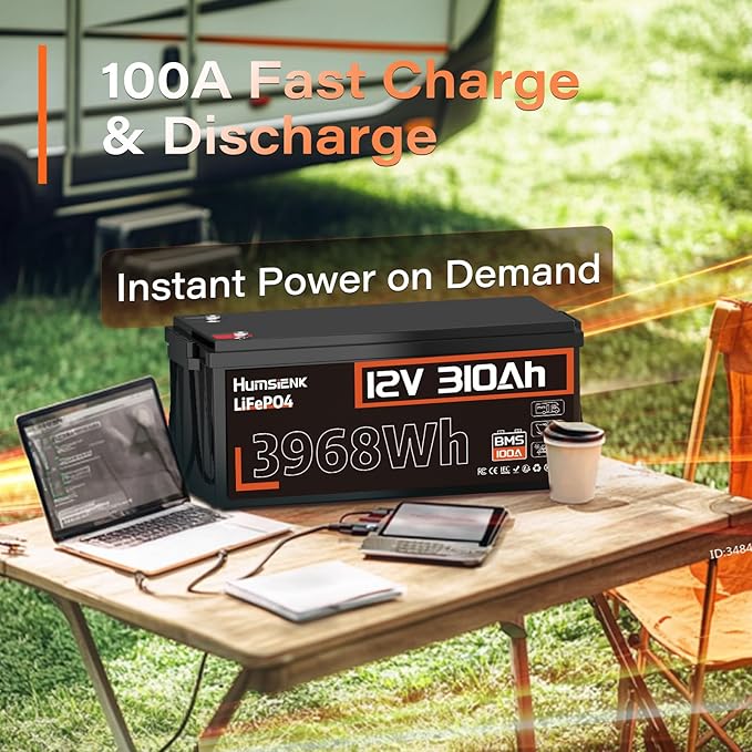 48V 310Ah (4 Pack 12V 310Ah) LiFePO4 Lithium Battery – Max. 3968Wh, 15000+ Deep Cycle Battery with 100A BMS, Low-Temp Cutoff | A+ Grade Cells for Marine, Trolling Motor, Off-Grid Home Energy Storage