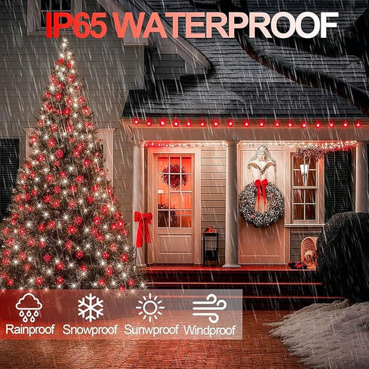 6 Pack 270FT Solar Christmas Lights Outdoor Waterproof, Super Bright 480 LED Solar String Lights with 8 Lighting Modes, Green Wire Solar Twinkle Tree Lights for Outside Xmas Party (Red and White)